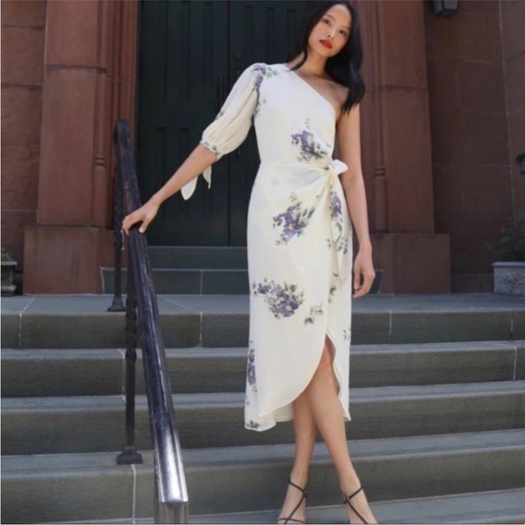 Reformation Dresses & Skirts - NWT Reformation Rainey Wrap One Shoulder Floral Asymmetrical Dress Size 0